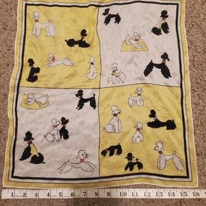 Vintage 1950s Poodle Silk Scarf 16"x17"